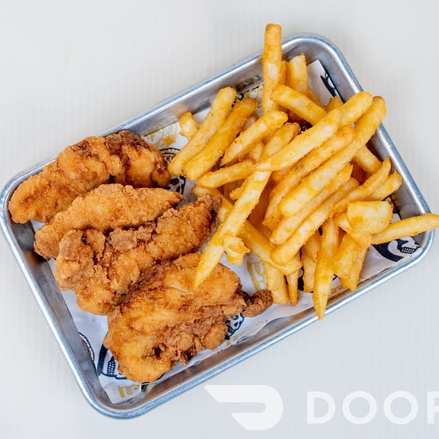 Kids chicken tenders + Fries.